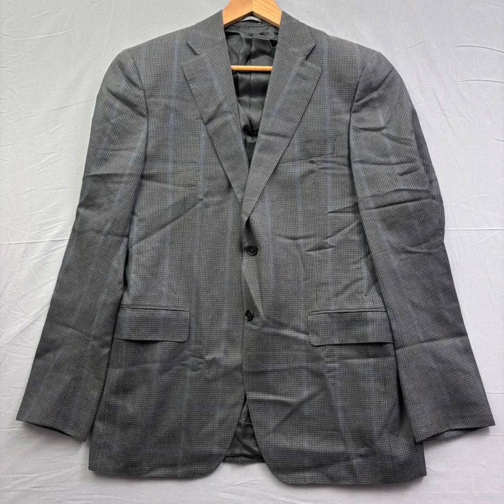 Canali Mens Grey Blue Glen Plaid Two Button Blazer Made in Italy US Size 40